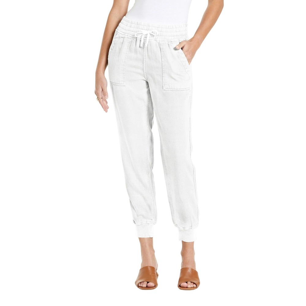 Dear John Women's White Jacey High Rise Lyocell Jogger Pants Size L